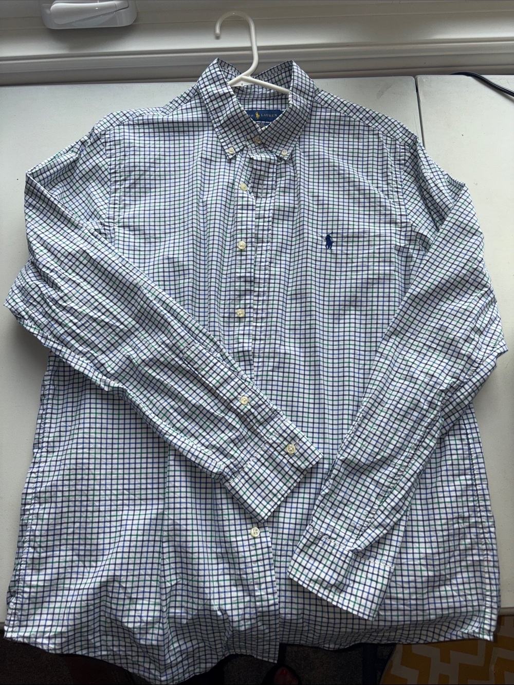 Ralph Lauren Blue & White Windowpane Button-Down Shirt